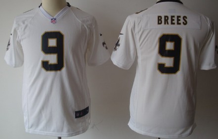 Nike New Orleans Saints #9 Drew Brees White Game Kids Jersey