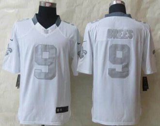 Nike New Orleans Saints #9 Drew Brees White NFL Limited Platinum Jersey