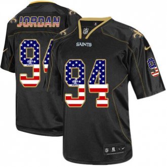Nike New Orleans Saints #94 Cameron Jordan Black NFL Elite USA Flag Fashion Jersey