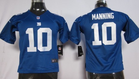 Nike New York Giants #10 Eli Manning Blue Game Kids Jersey