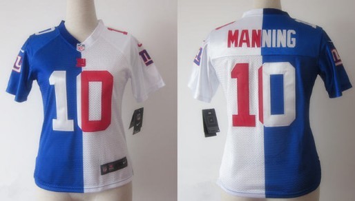 Nike New York Giants #10 Eli Manning Blue_White Two Tone Womens Jersey 