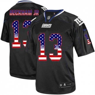 Nike New York Giants #13 Odell Beckham Jr Black NFL Elite USA Flag Fashion Jersey