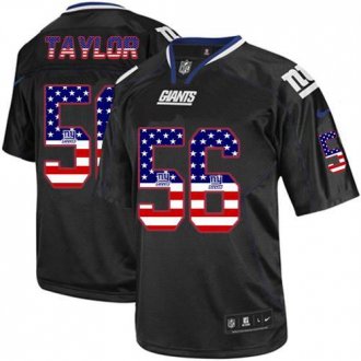 Nike New York Giants #56 Lawrence Taylor Black NFL Elite USA Flag Fashion Jersey