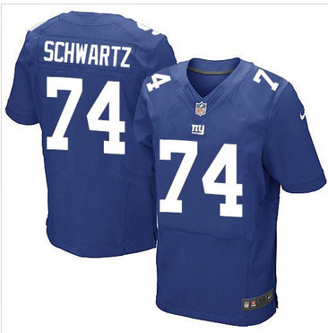 Nike New York Giants #74 Geoff Schwartz Royal Blue Team Color Men's Stitched NFL Elite Jersey