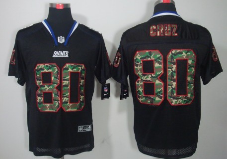 Nike New York Giants #80 Victor Cruz Black With Camo Elite Jersey 