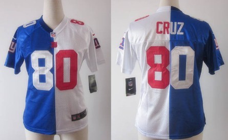 Nike New York Giants #80 Victor Cruz Blue_White Two Tone Womens Jersey  