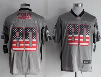Nike New York Giants #80 Victor Cruz Grey NFL Elite USA Flag Fashion Jersey