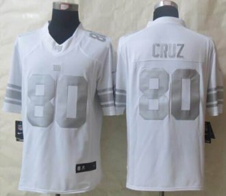 Nike New York Giants #80 Victor Cruz White NFL Limited Platinum Jersey