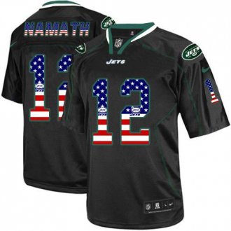Nike New York Jets #12 Joe Namath Black NFL Elite USA Flag Fashion Jersey