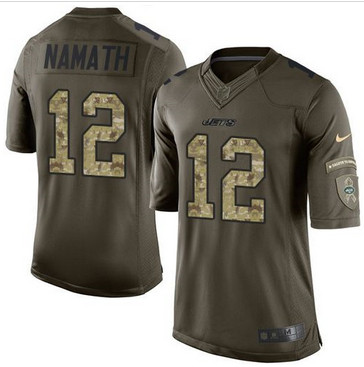 Nike New York Jets #12 Joe Namath Green Men's Stitched NFL Limited Salute to Service Jersey