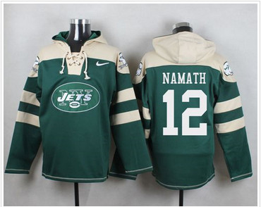 Nike New York Jets #12 Joe Namath Green Player Pullover NFL Hoodie