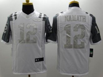 Nike New York Jets #12 Joe Namath White Men's Stitched NFL Limited Platinum Jersey