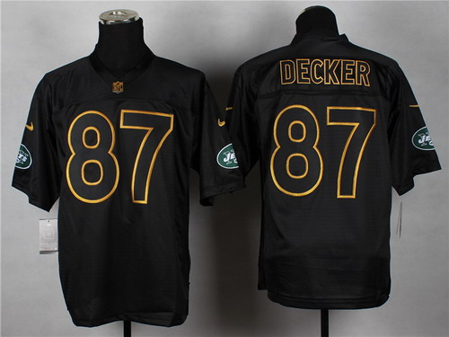 Nike New York Jets #87 Eric Decker 2014 All Black_Gold Elite Jersey
