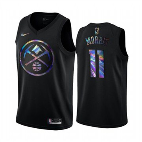 Nike Nuggets #11 Monte Morris Men's Iridescent Holographic Collection NBA Jersey - Black