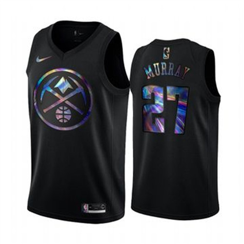 Nike Nuggets #27 Jamal Murray Men's Iridescent Holographic Collection NBA Jersey - Black
