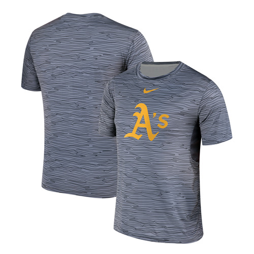 Nike Oakland Athletics Gray Black Striped Logo Performance T-Shirt