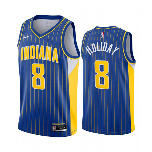 Nike Pacers #8 Justin Holiday Blue NBA Swingman 2020-21 City Edition Jersey