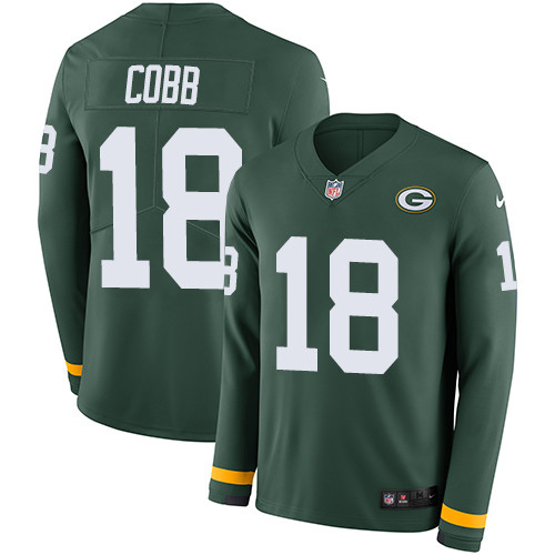 Nike Packers #18 Randall Cobb Green Team Color Men's Stitched NFL Limited Therma Long Sleeve Jersey
