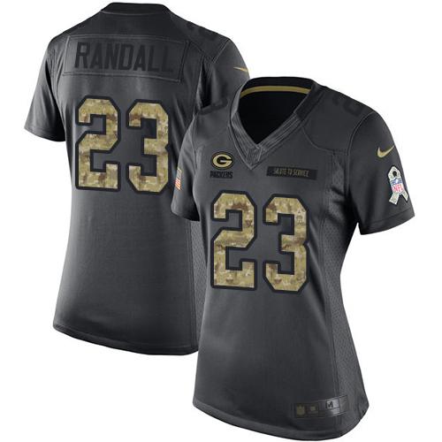 Nike Packers #23 Damarious Randall Black Women's Stitched NFL Limited 2016 Salute to Service Jersey