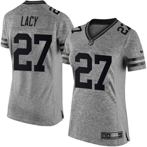 Nike Packers #27 Eddie Lacy Gray Women's Stitched NFL Limited Gridiron Gray Jersey
