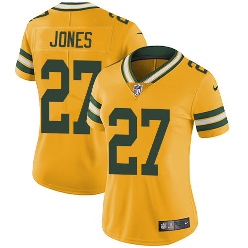 Nike Packers #27 Josh Jones Yellow Women's Stitched NFL Limited Rush Jersey