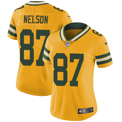 Nike Packers #87 Jordy Nelson Yellow Women's Stitched NFL Limited Rush Jersey
