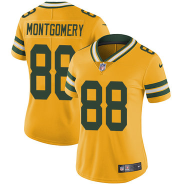 Nike Packers #88 Ty Montgomery Yellow Women's Stitched NFL Limited Rush Jersey