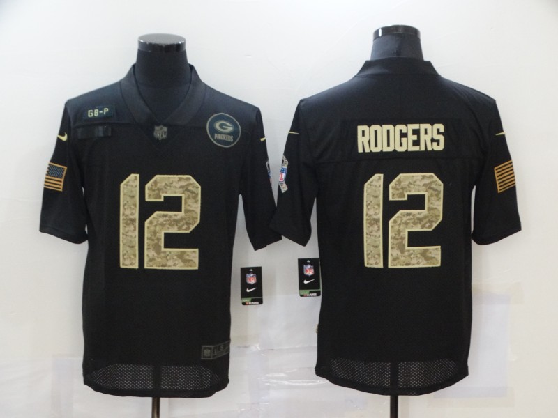 Nike Packers 12 Aaron Rodgers Black Camo 2020 Salute To Service Limited Jersey