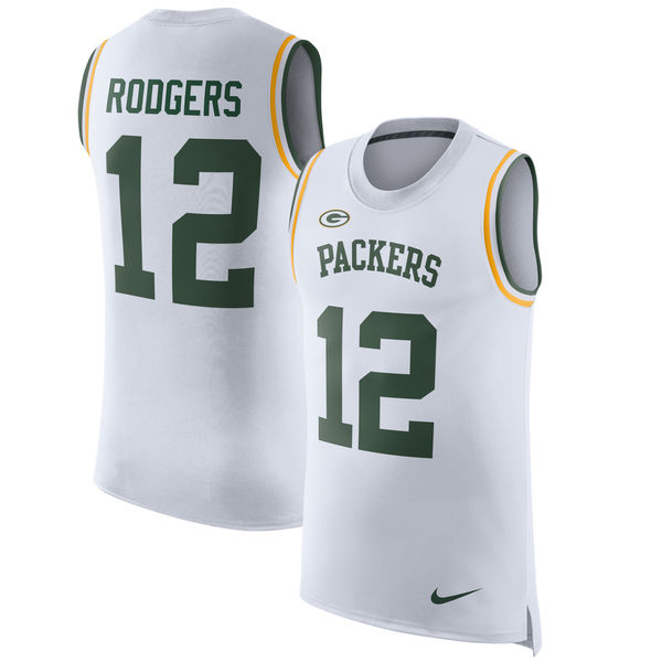 Nike Packers 12 Aaron Rodgers White Color Rush Name & Number Tank Top