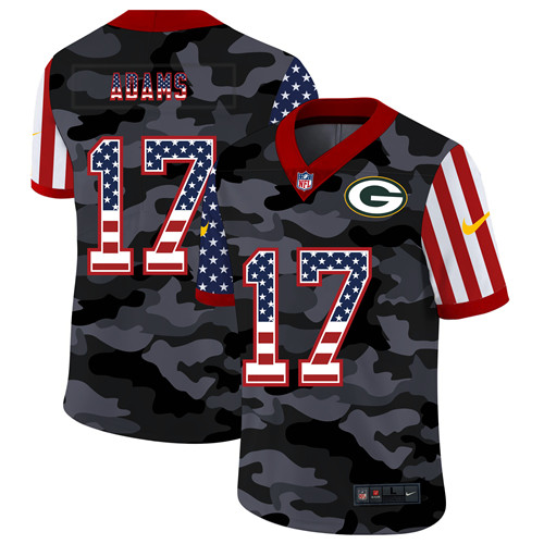 Nike Packers 17 Davante Adams Camo 2020 USA Flag Salute To Service Limited Jersey