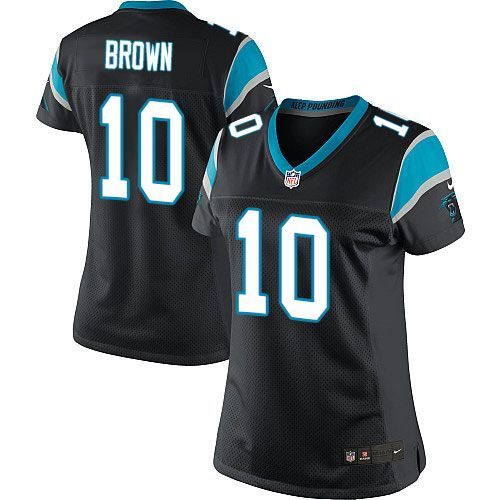 Nike Panthers #10 Corey Brown Black Team Color Women's Stitched NFL Elite Jersey