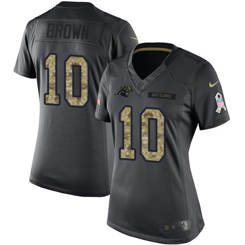 Nike Panthers #10 Corey Brown Black Women's Stitched NFL Limited 2016 Salute to Service Jersey