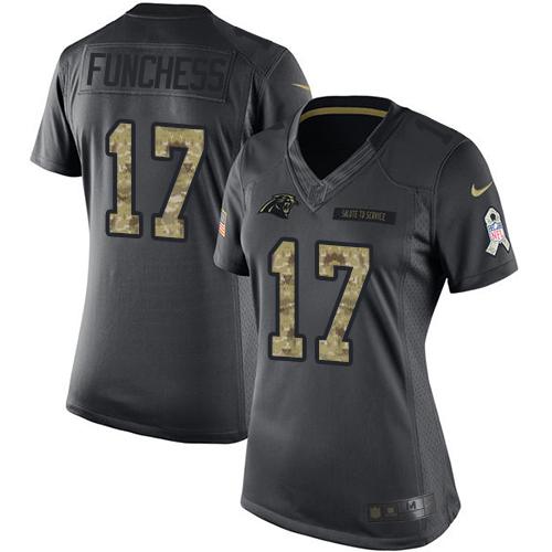 Nike Panthers #17 Devin Funchess Black Women's Stitched NFL Limited 2016 Salute to Service Jersey