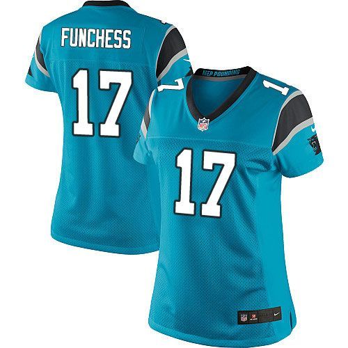 Nike Panthers #17 Devin Funchess Blue Alternate Women's Stitched NFL Elite Jersey