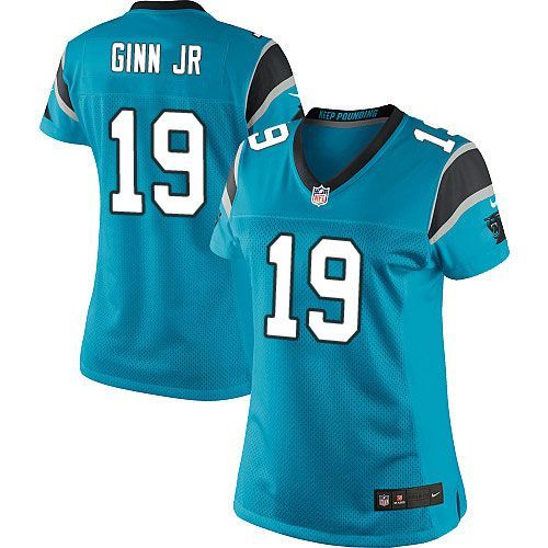 Nike Panthers #19 Ted Ginn Jr Blue Alternate Women's Stitched NFL Elite Jersey