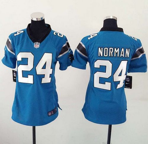 Nike Panthers #24 Josh Norman Blue Alternate Women's Stitched NFL Elite Jersey