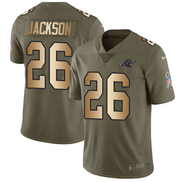 Nike Panthers #26 Donte Jackson Olive Gold Men's Stitched NFL Limited 2017 Salute To Service Jersey
