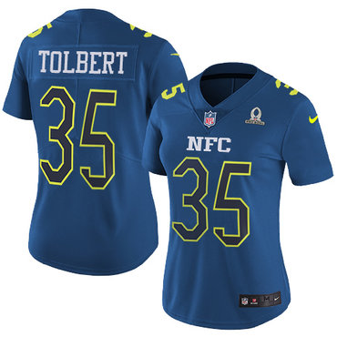Nike Panthers #35 Mike Tolbert Navy Women's Stitched NFL Limited NFC 2017 Pro Bowl Jersey