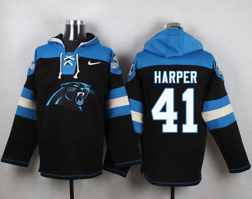 Nike Panthers #41 Roman Harper Black Player Pullover NFL Hoodie