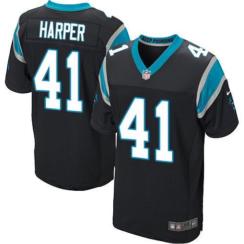 Nike Panthers #41 Roman Harper Black Team Color Men's Stitched NFL Elite Jersey