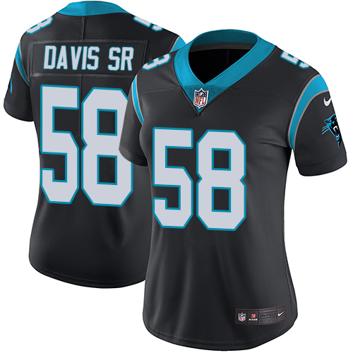 Nike Panthers #58 Thomas Davis Sr Black Team Color Women's Stitched NFL Vapor Untouchable Limited Jersey