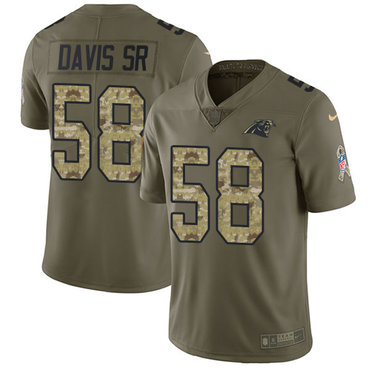 Nike Panthers #58 Thomas Davis Sr Olive Camo Youth Stitched NFL Limited 2017 Salute to Service Jersey