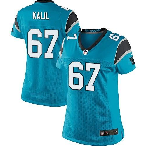 Nike Panthers #67 Ryan Kalil Blue Alternate Women's Stitched NFL Elite Jersey