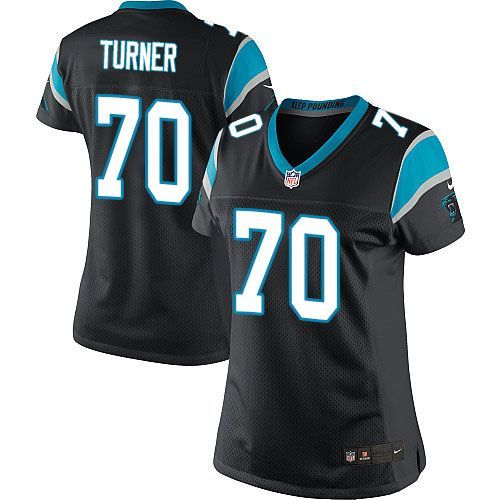 Nike Panthers #70 Trai Turner Black Team Color Women's Stitched NFL Elite Jersey