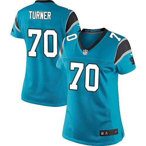 Nike Panthers #70 Trai Turner Blue Alternate Women's Stitched NFL Elite Jersey