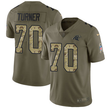Nike Panthers #70 Trai Turner Olive Camo Men's Stitched NFL Limited 2017 Salute To Service Jersey