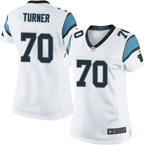 Nike Panthers #70 Trai Turner White Women's Stitched NFL Elite Jersey