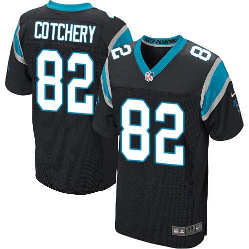 Nike Panthers #82 Jerricho Cotchery Black Team Color Men's Stitched NFL Elite Jersey