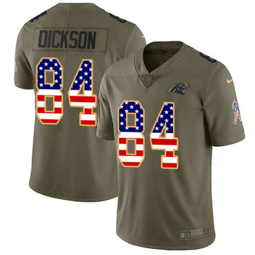 Nike Panthers #84 Ed Dickson Olive USA Flag Men's Stitched NFL Limited 2017 Salute To Service Jersey