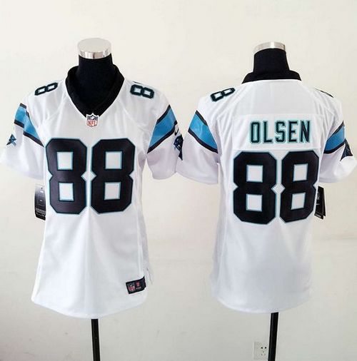 Nike Panthers #88 Greg Olsen White Women's Stitched NFL Elite Jersey
